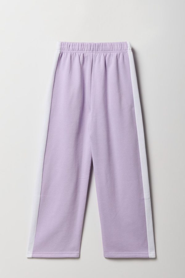 Girls Side Striped Wide Leg Fleece Sweatpant - 图片 8