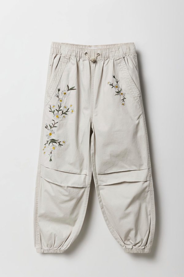 Girls Floral Embroidered Parachute Pant