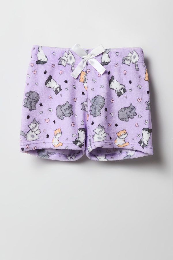 Girls Graphic T-Shirt & Plush Short 2 Piece Pajama Set - 图片 9