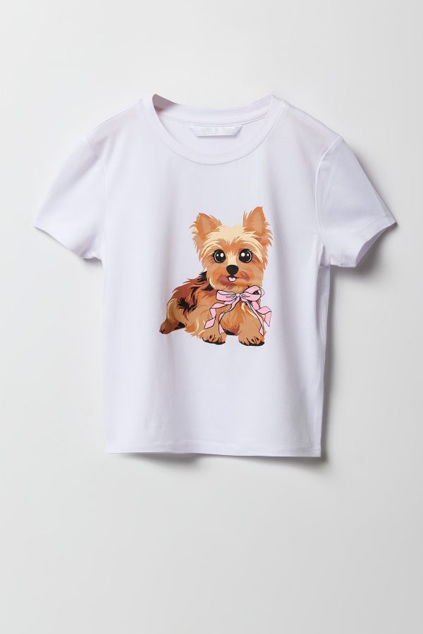 Girls Graphic T-Shirt & Plush Short 2 Piece Pajama Set - 图片 2