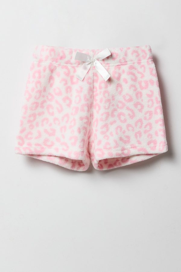 Girls Graphic T-Shirt & Plush Short 2 Piece Pajama Set - 图片 19