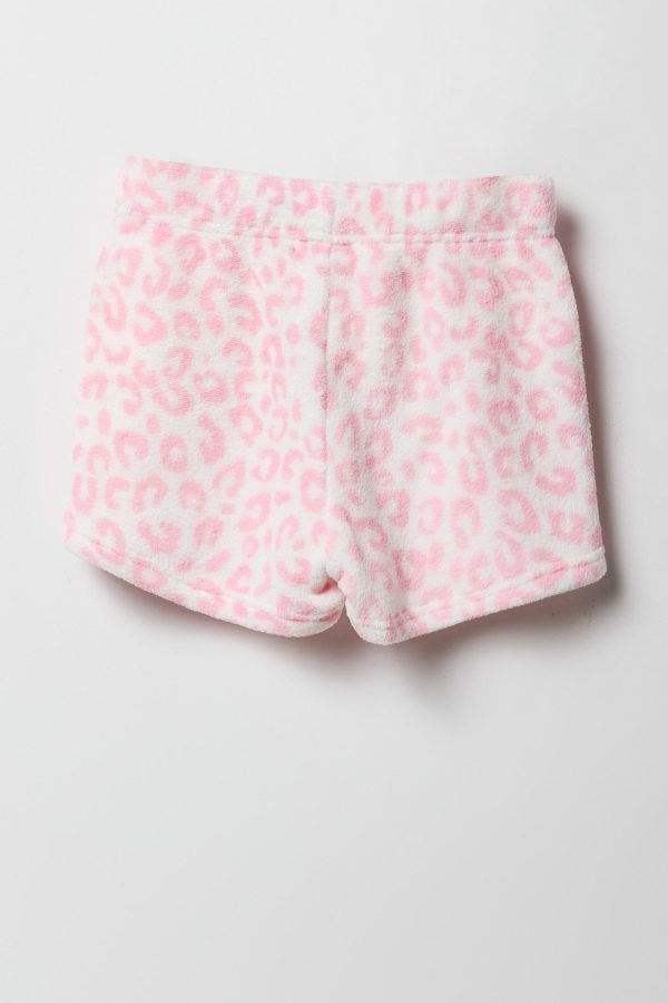 Girls Graphic T-Shirt & Plush Short 2 Piece Pajama Set - 图片 20