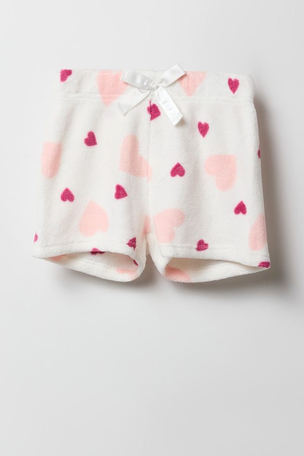 Girls Graphic T-Shirt & Plush Short 2 Piece Pajama Set - 图片 24