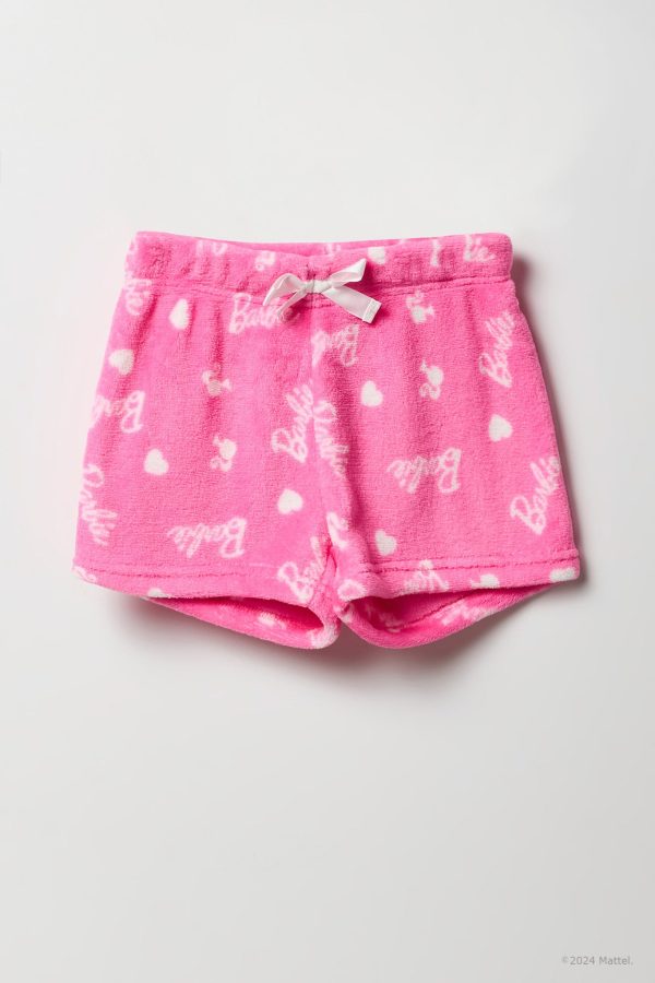 Barbie Girls T-Shirt & Plush Short 2 Piece Pajama Set - 图片 4