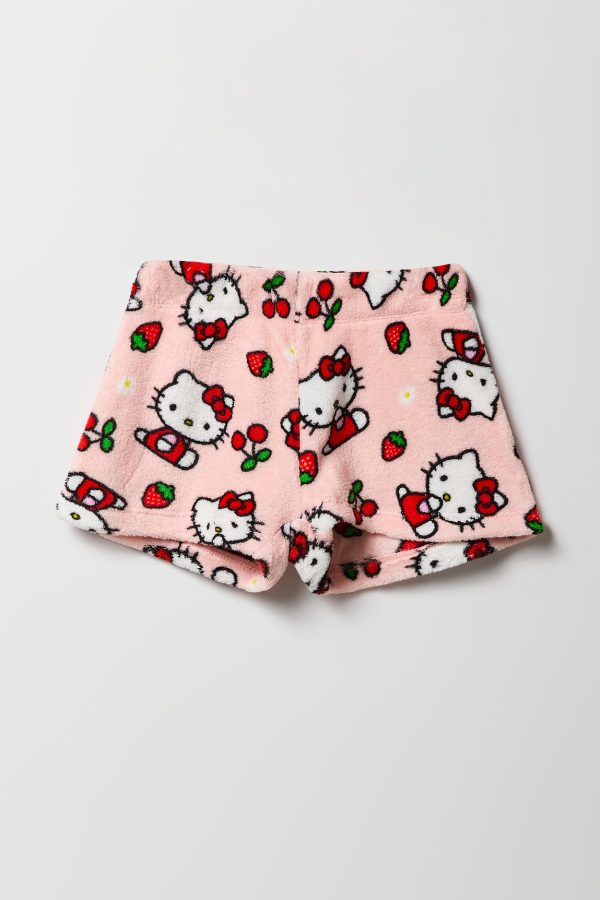 Girls Hello Kitty Cherries T-Shirt & Plush Short 2 Piece Pajama Set - 图片 4