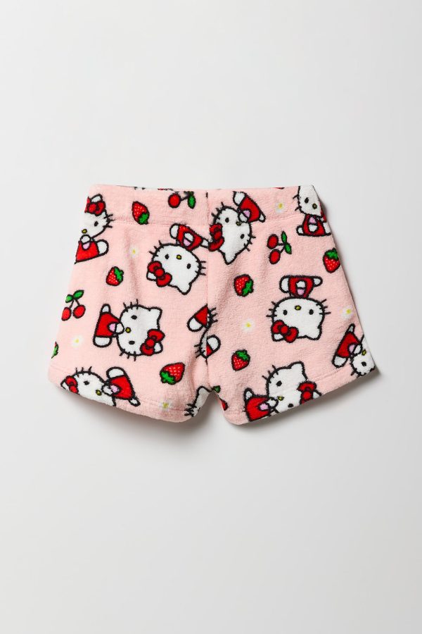 Girls Hello Kitty Cherries T-Shirt & Plush Short 2 Piece Pajama Set - 图片 5