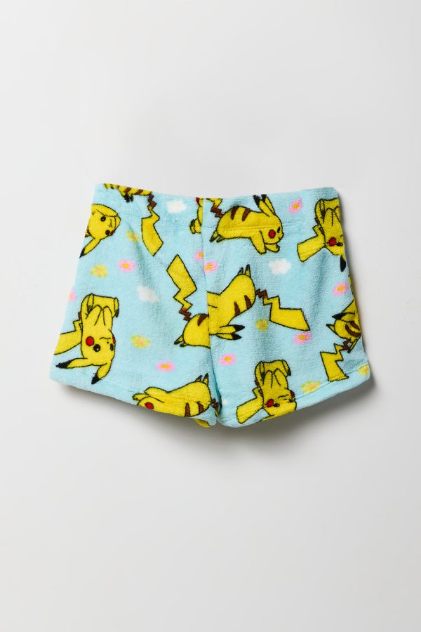 Girls Pikachu T-Shirt & Plush Short 2 Piece Pajama Set - 图片 5