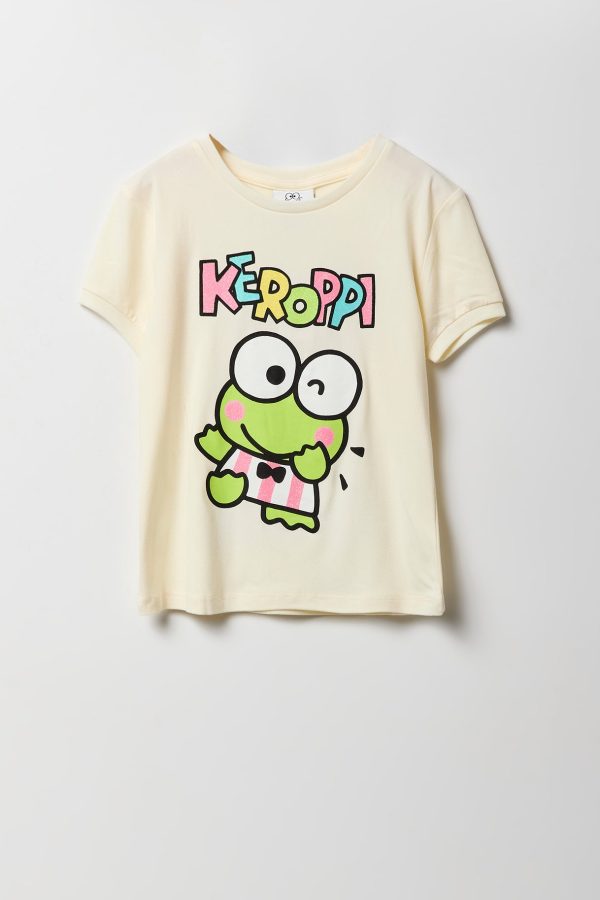 Girls Keroppi T-Shirt & Plush Short 2 Piece Pajama Set - 图片 2