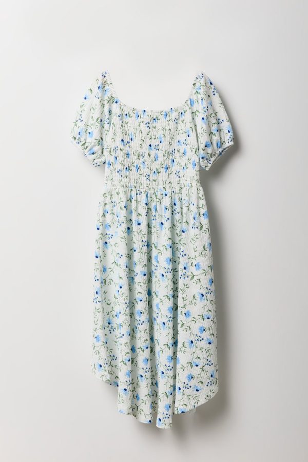 Girls Floral Puff Sleeve High-Low Dress - 图片 2