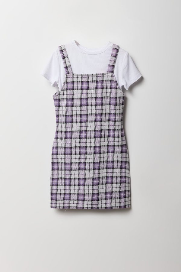 Girls Jacquard Knit Dress and Short Sleeve Top 2 Piece Set - 图片 7