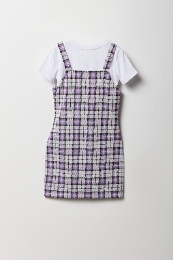 Girls Jacquard Knit Dress and Short Sleeve Top 2 Piece Set - 图片 8