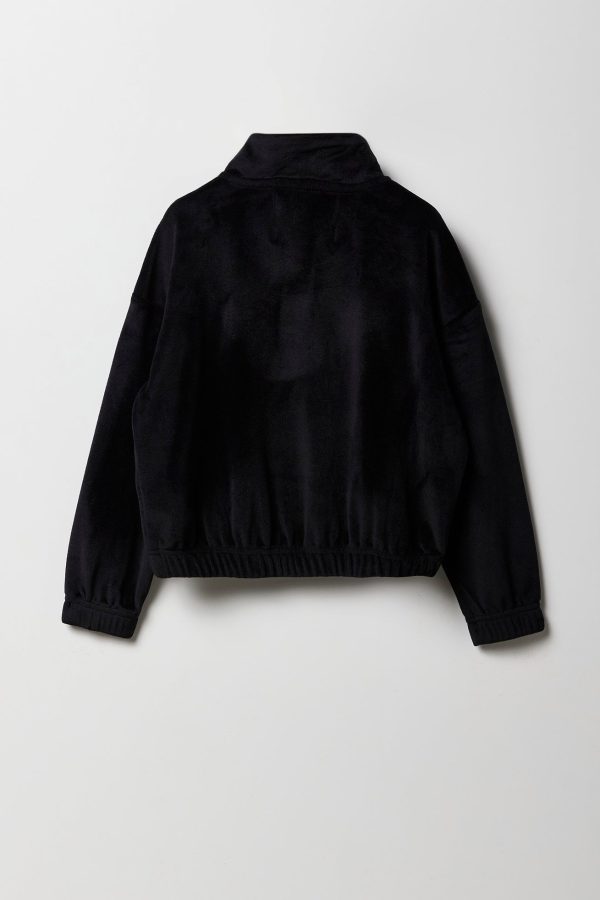 Girls Velour Quarter Zip Sweatshirt - 图片 4