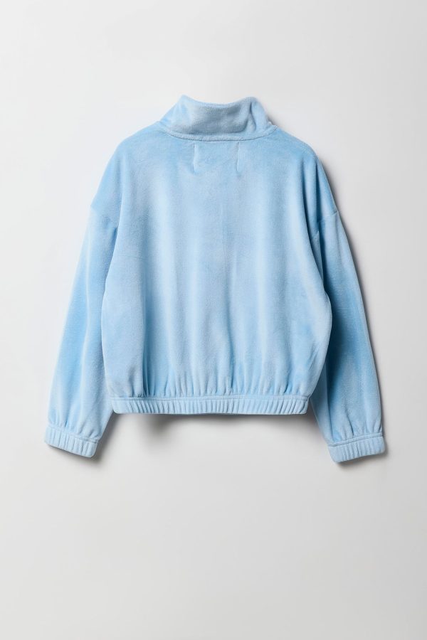 Girls Velour Quarter Zip Sweatshirt - 图片 6