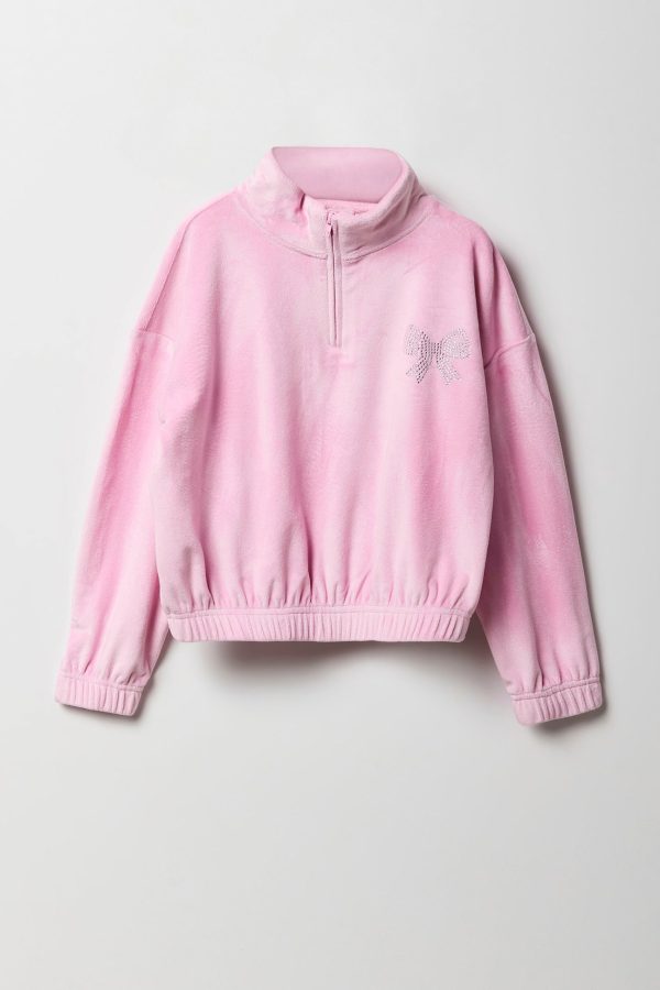 Girls Velour Quarter Zip Sweatshirt - 图片 7