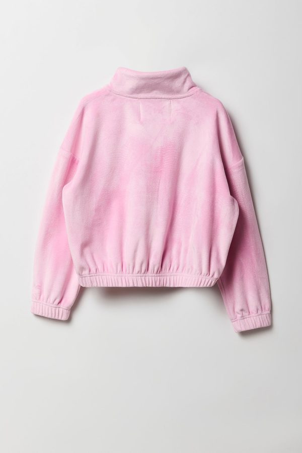 Girls Velour Quarter Zip Sweatshirt - 图片 8