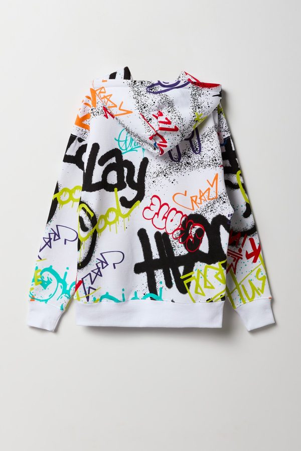 Boys Graffiti Print Hoodie - 图片 2