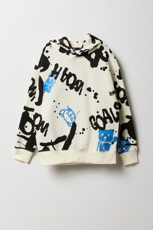 Boys Graffiti Print Hoodie - 图片 3