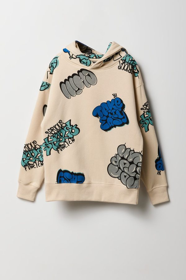 Boys Graffiti Print Hoodie - 图片 5