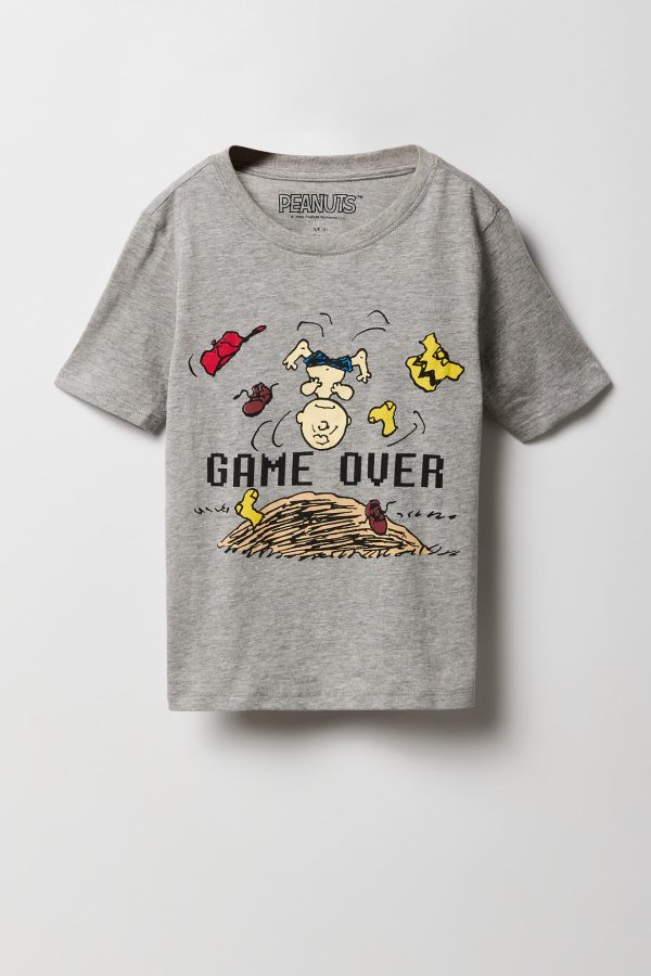 T-shirt à imprimé Charlie Brown Game Over pour garons