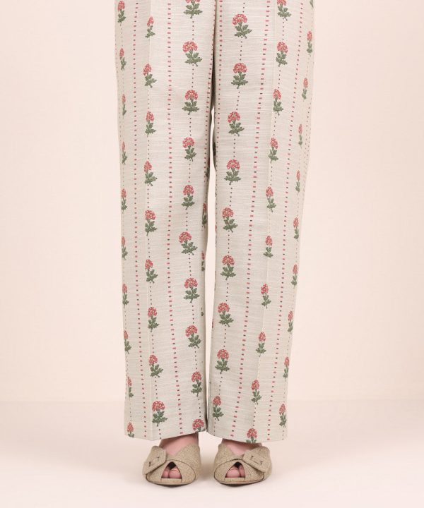 Printed Khaddar Straight Pants - 图片 3