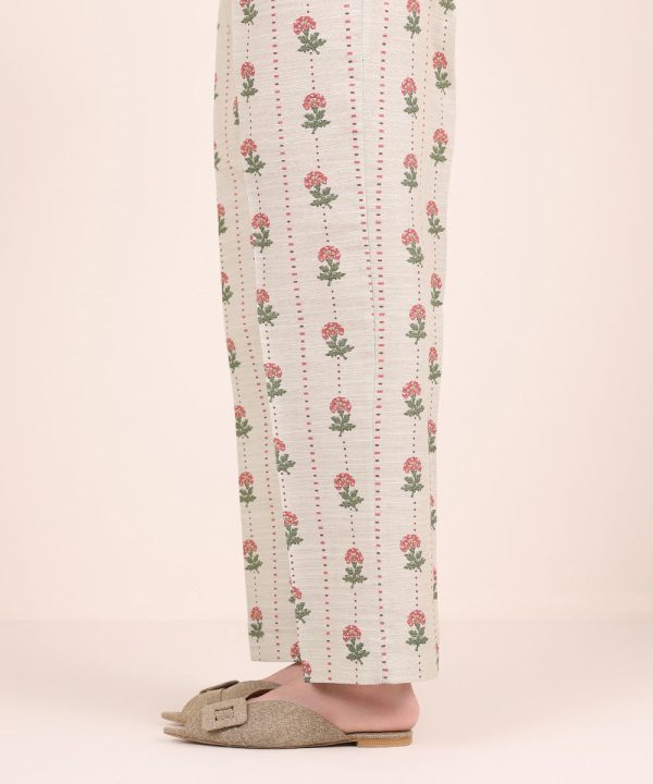 Printed Khaddar Straight Pants - 图片 4