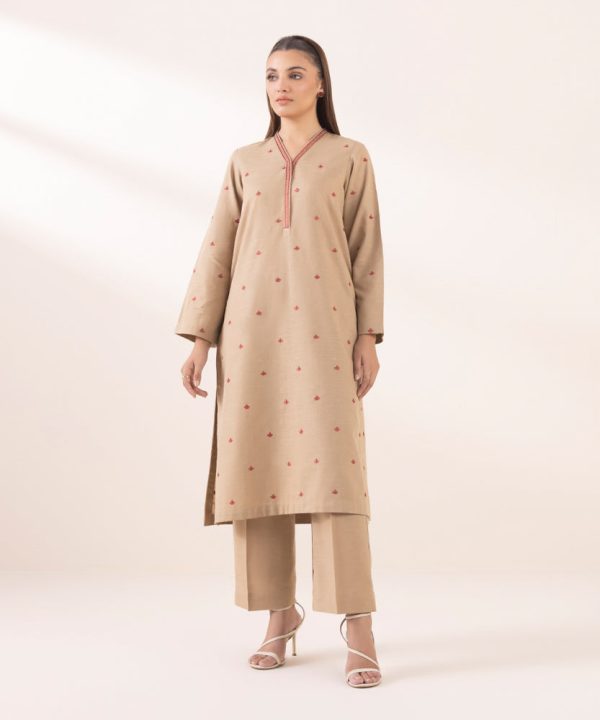 Embroidered Khaddar Shirt - 图片 5