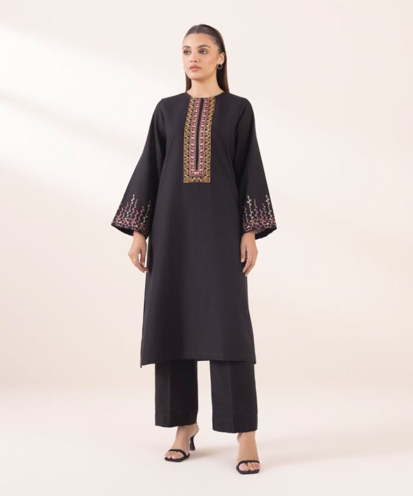 Embroidered Light Khaddar Shirt - 图片 5