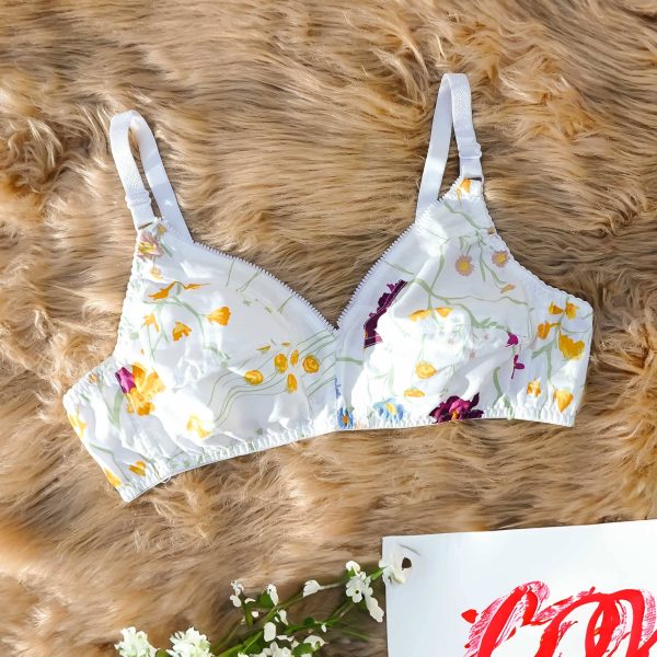 Fashion Style Women's Printed Cotton Bra - 图片 2