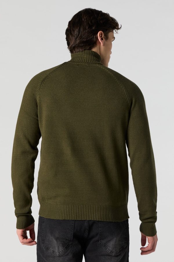 Solid Turtleneck Sweater - 图片 2