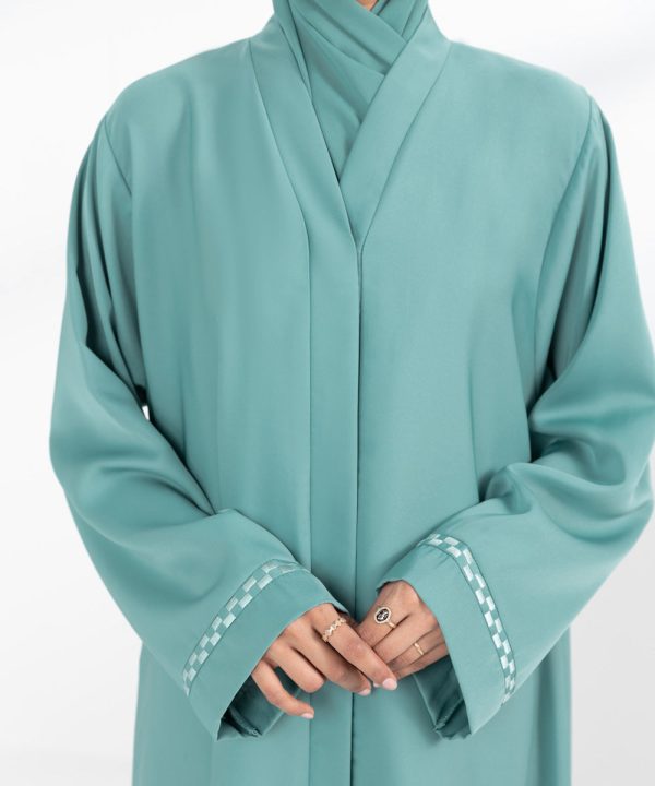 Embroidered Button Through Abaya - 图片 4