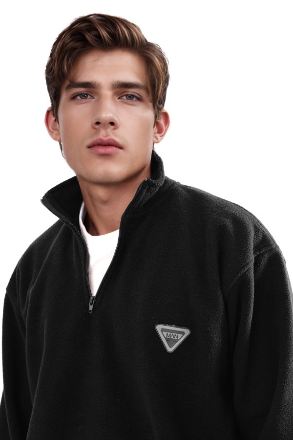 BHM Men's Polar Fleece Oversized Quarter Zipper Sweatshirt - 图片 6