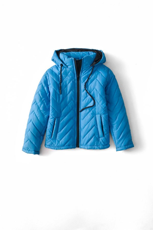 Cut Label Boy's Chevron Hooded Puffer Jacket