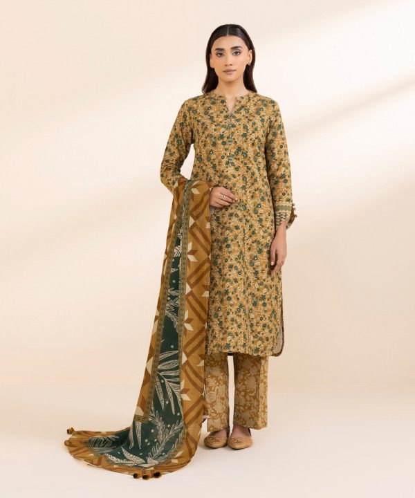 3 Piece - Printed Khaddar Suit