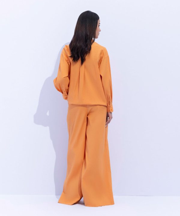 Seersucker Wide-Leg Trousers - 图片 3