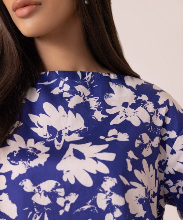 Slash Neck Printed Blouse - 图片 6