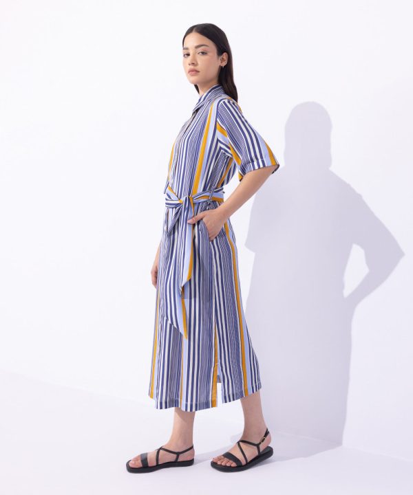 Striped Dress With Belt - 图片 2