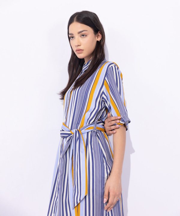 Striped Dress With Belt - 图片 5