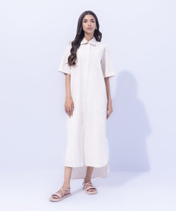 Seersucker Shirt-Dress with Pocket - 图片 2