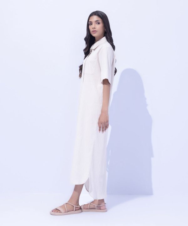 Seersucker Shirt-Dress with Pocket - 图片 4