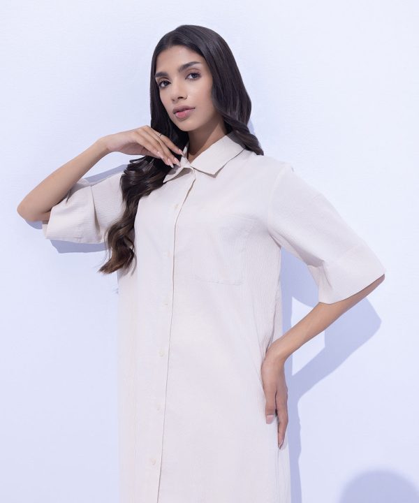 Seersucker Shirt-Dress with Pocket - 图片 7