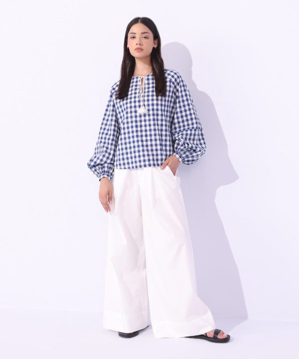 Loose-Fit Gingham Top - 图片 2