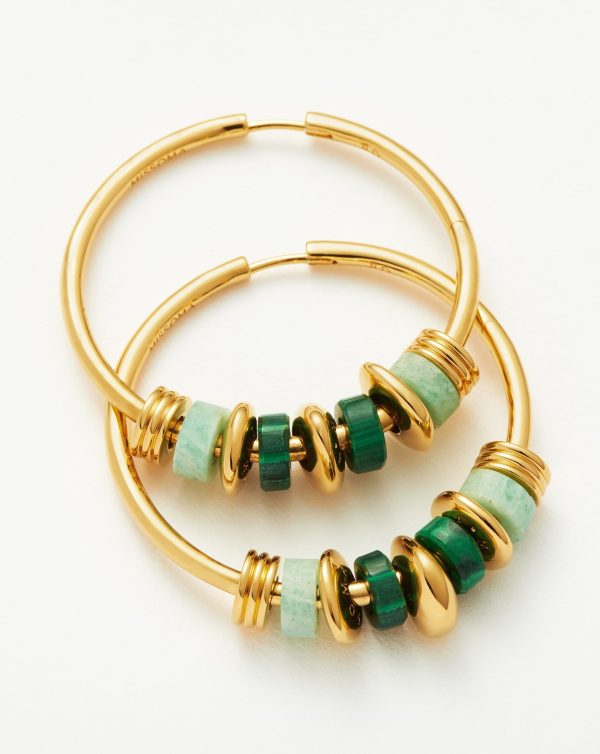 Abacus Beaded Large Charm Hoop Earrings | 18ct Recycled Gold Vermeil on Recycled Sterling Silver - 图片 3