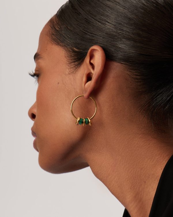 Abacus Beaded Medium Charm Hoop Earrings | 18ct Recycled Gold Vermeil on Recycled Sterling Silver - 图片 2