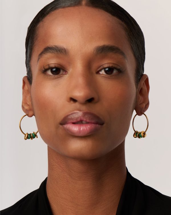 Abacus Beaded Medium Charm Hoop Earrings | 18ct Recycled Gold Vermeil on Recycled Sterling Silver - 图片 3