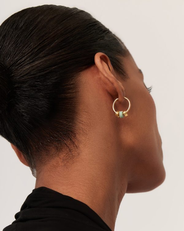 Abacus Beaded Small Charm Hoop Earrings | 18ct Recycled Gold Vermeil on Recycled Sterling Silver - 图片 3