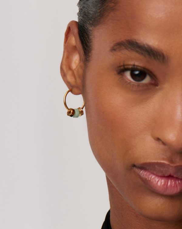 Abacus Beaded Small Charm Hoop Earrings | 18ct Recycled Gold Vermeil on Recycled Sterling Silver - 图片 2