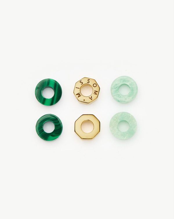 Abacus Gemstone Beaded Set | 18ct Gold Plated/Amazonite & Malachite