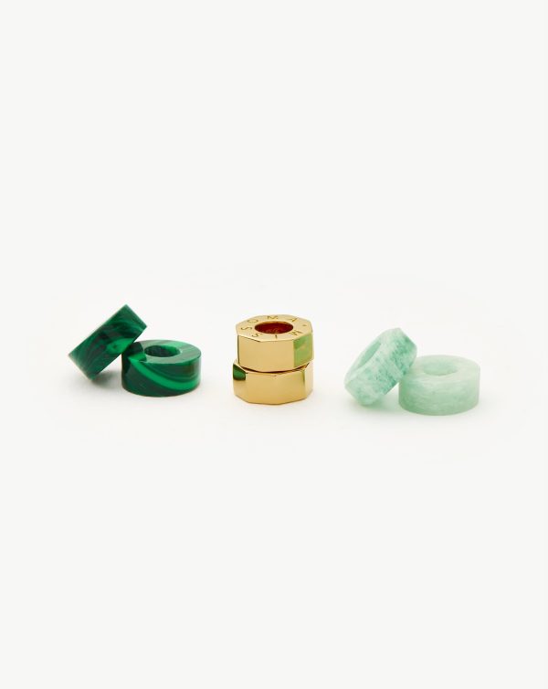 Abacus Gemstone Beaded Set | 18ct Gold Plated/Amazonite & Malachite - 图片 2