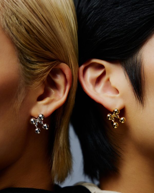 Atom Oversized Stud Earrings | 18ct Gold Plated - 图片 3