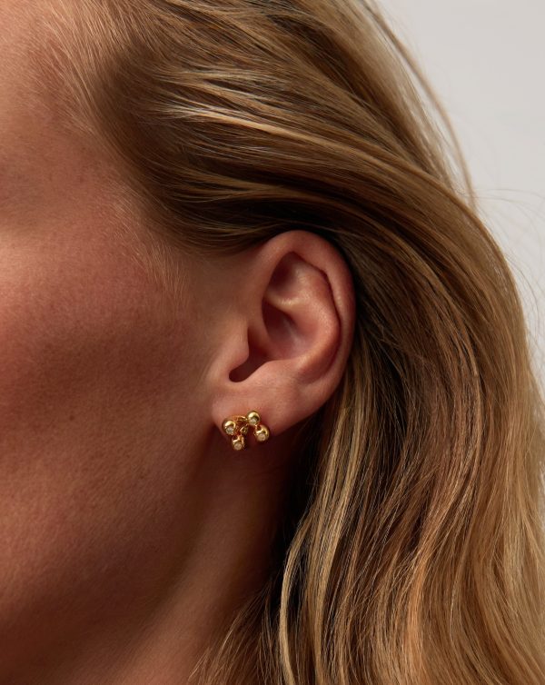 Atom Stud Earrings | 18ct Gold Vermeil - 图片 3